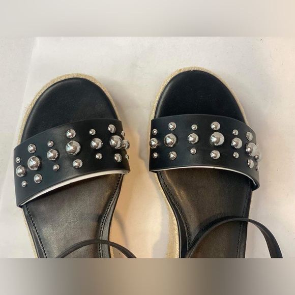 New Marc Fisher Joyce Espadrille Platform Sandal - Black with silver studs - Picture 3 of 6